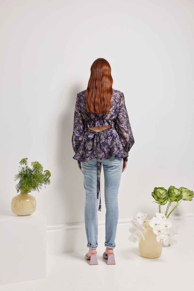 BRADLEY RUFFLE BUTTON UP SHIRT Print, MARGOT THE BRAND