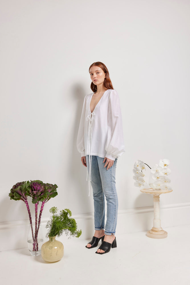 
                  
                    PHOEBE TIE FRONT SHIRT White
                  
                