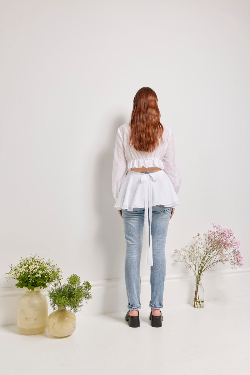 BRADLEY RUFFLE BUTTON UP SHIRT White, MARGOT THE BRAND